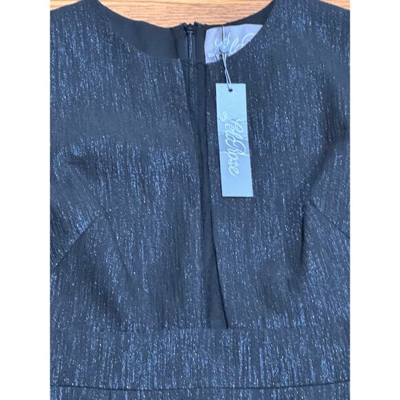 Lela Rose black shimmery Sheer-Panel Cap-Sleeve Cocktail Dress size 12 - Picture 13 of 13